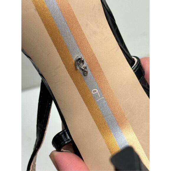 Sam Edelman Sandals Womens Size 9 Black Croc Embossed Faux Leather Dara Heels - Picture 8 of 9